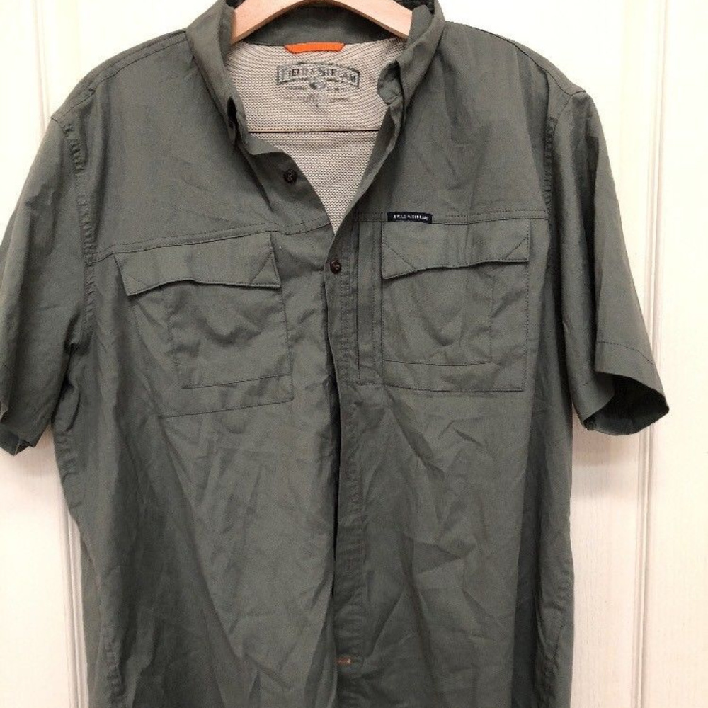 FIELD & STREAM GREEN BUTTON FISHING SHIRT MENS
